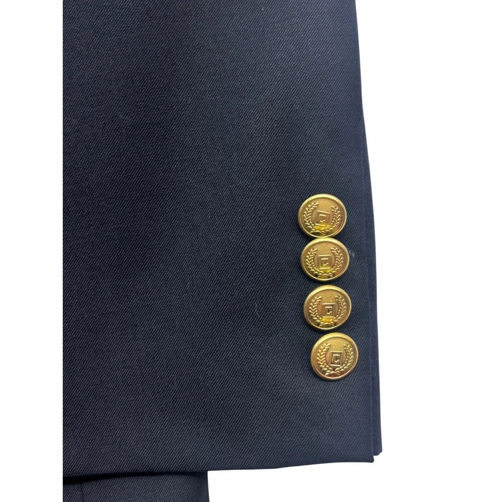 Chaps 46R Navy Blue Gold Buttons Blazer Jacket Sport Coat 100% Wool Mens Classic